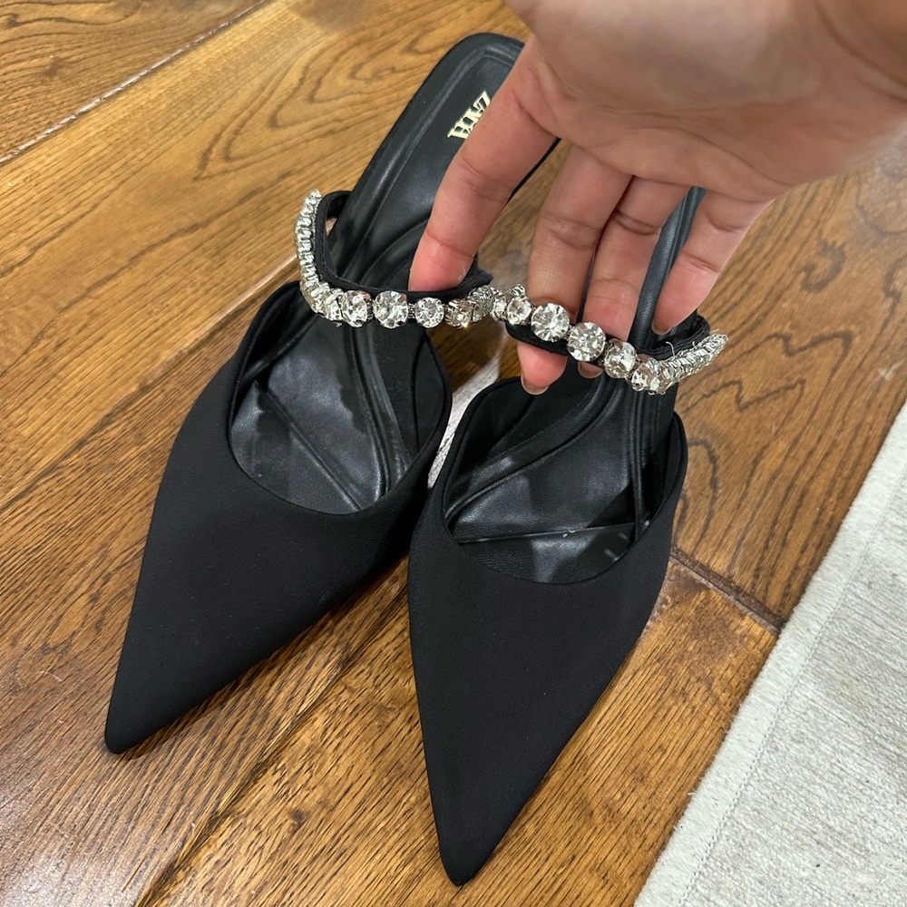 Zara Jeweled Kitten Heels